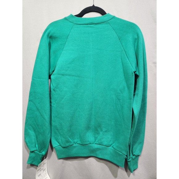 Vintage Christmas Graphic "Santa, I Want It Now" Crewneck Sweatshirt Small Green - Picture 6 of 6